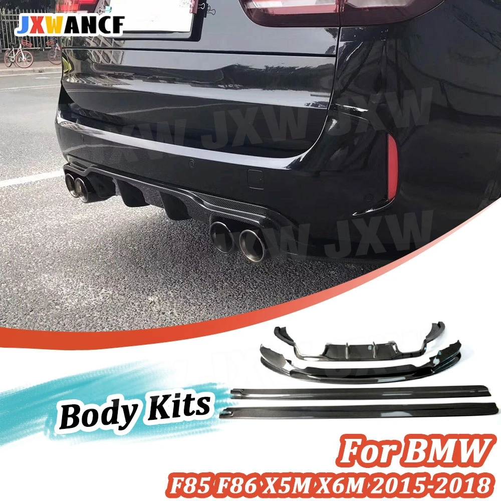 

JXWANCF Передний бампер из углеродного волокна, задний диффузор, спойлер, боковые юбки для BMW F85 F86 X5M X6M 2015-2018 3D Style Body Kit