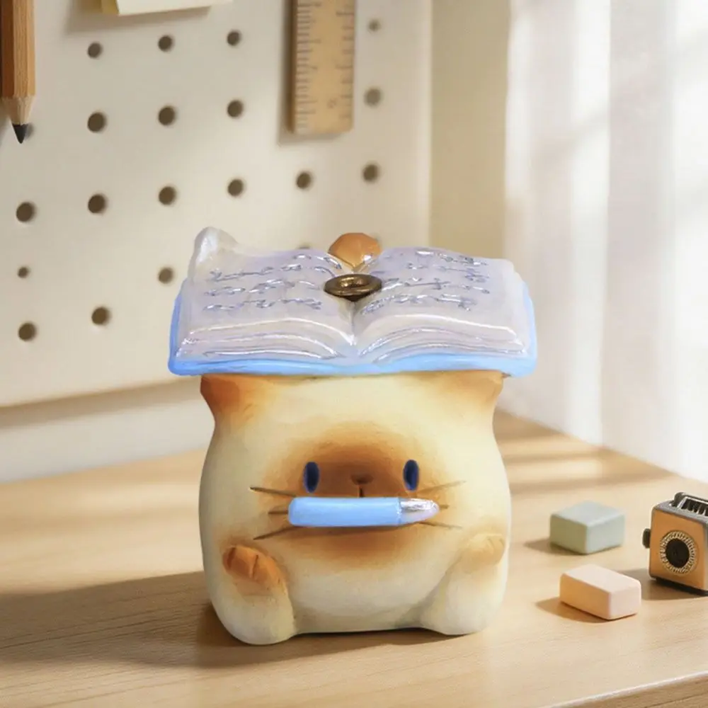 Fun Gifts Resin Cat Figurine Mini Creative Incense Stick Stand Leisure Cute Kitten Figurine Office