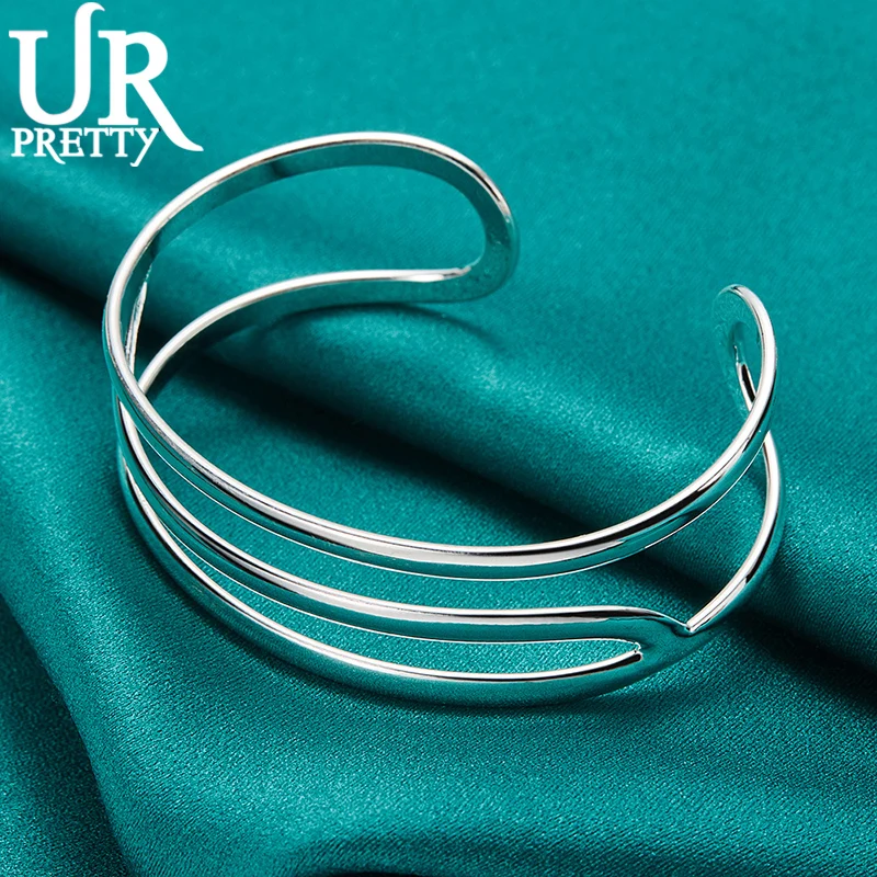 925 Sterling Silver Adjustable Opening Brief Bangle Bracelet For Women Party Gift Engagement Wedding Fashion Jewelry image 4