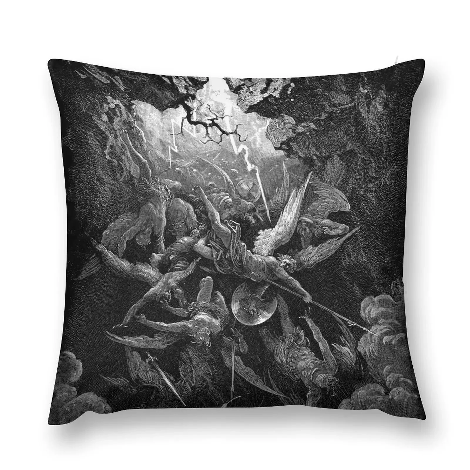 

Lithograph - Gustave Doré - Paradise Lost - The Mouth of Hell John Milton Throw Pillow pillowcases for sofa cushions pillow