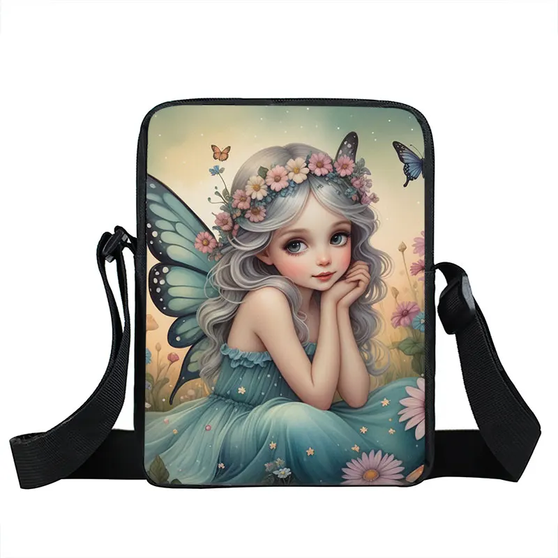 Mushroom Fairy Messenger Bags Women Cartoon Mushroom Printed Shoulder Bags for Travel Phone Purse Holder Harajuku Messenger Bag