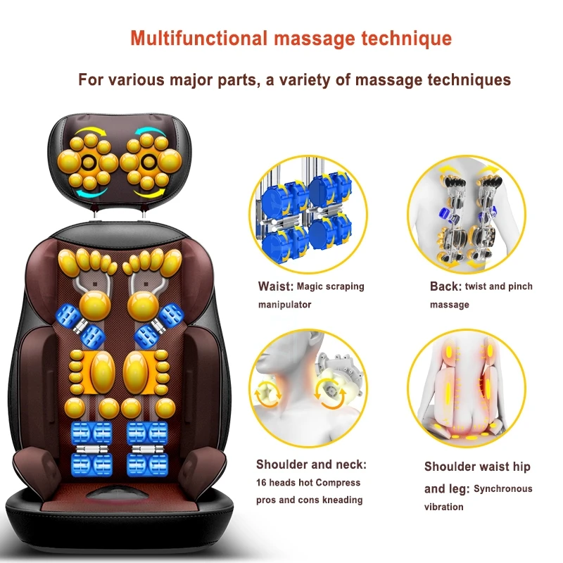 Shiatsu Massage Stoel Full Body Massage Kussen Nek Office Home Massager Relax kneden vibration verwarming Machine pijn