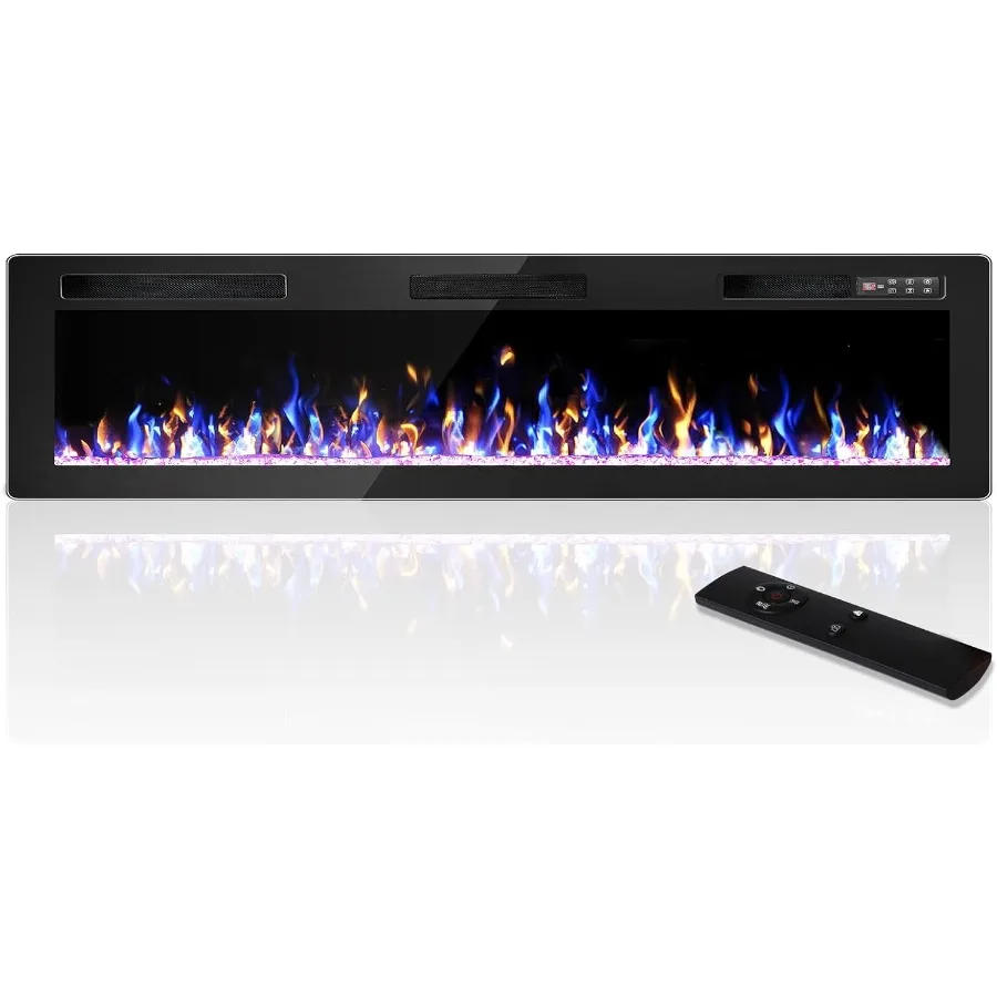 

72 Inch Electric Fireplace Ultra-Thin Wall Mounted Electric Fireplace Insert with Remote Control Touch Screen 750W/1500W Heater