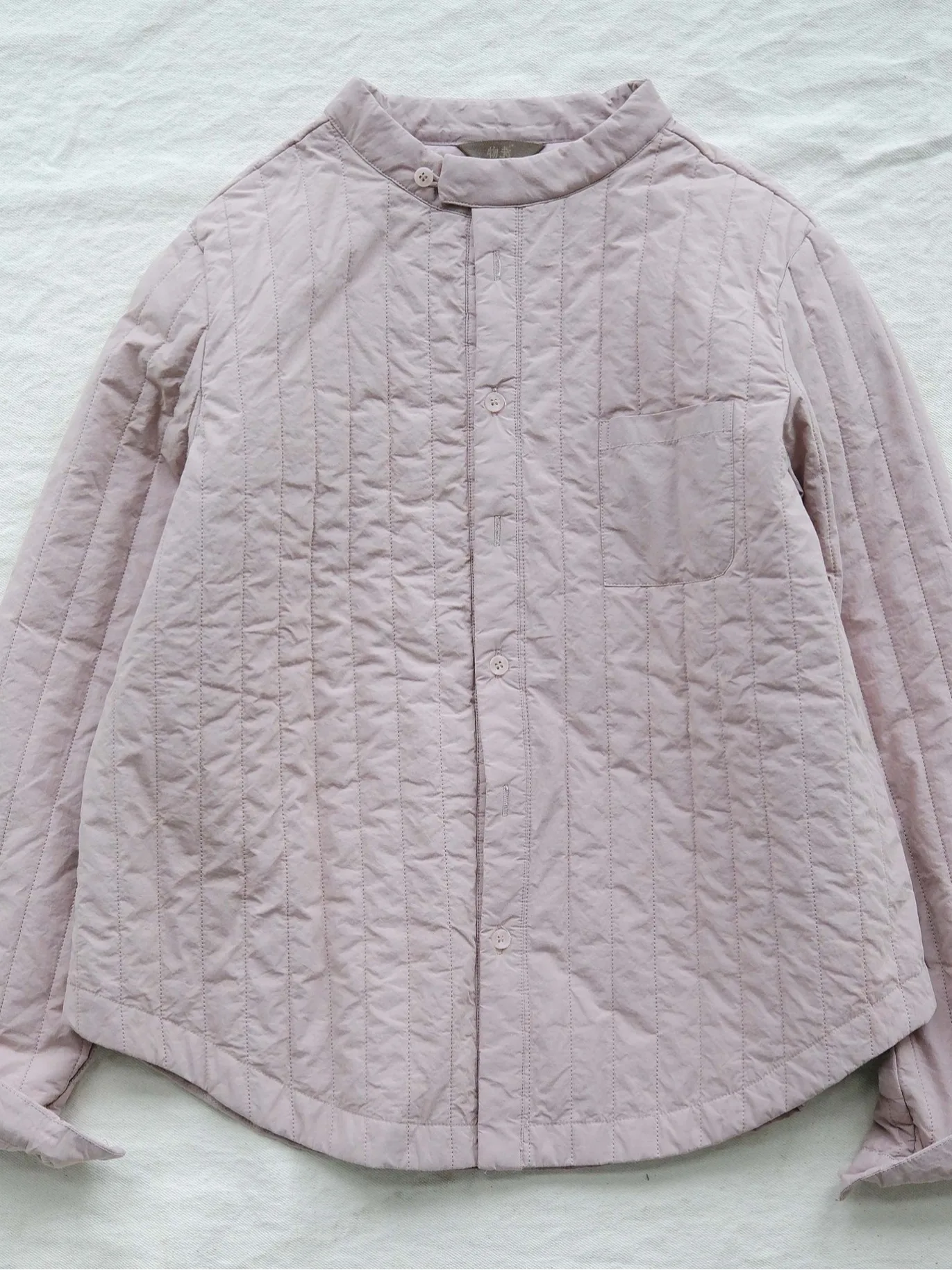

Thickened Cotton Shirt Women's Winter Coat Stand Collar Button Closure Long Sleeve Color Full Cotton Paper Feel Jacket