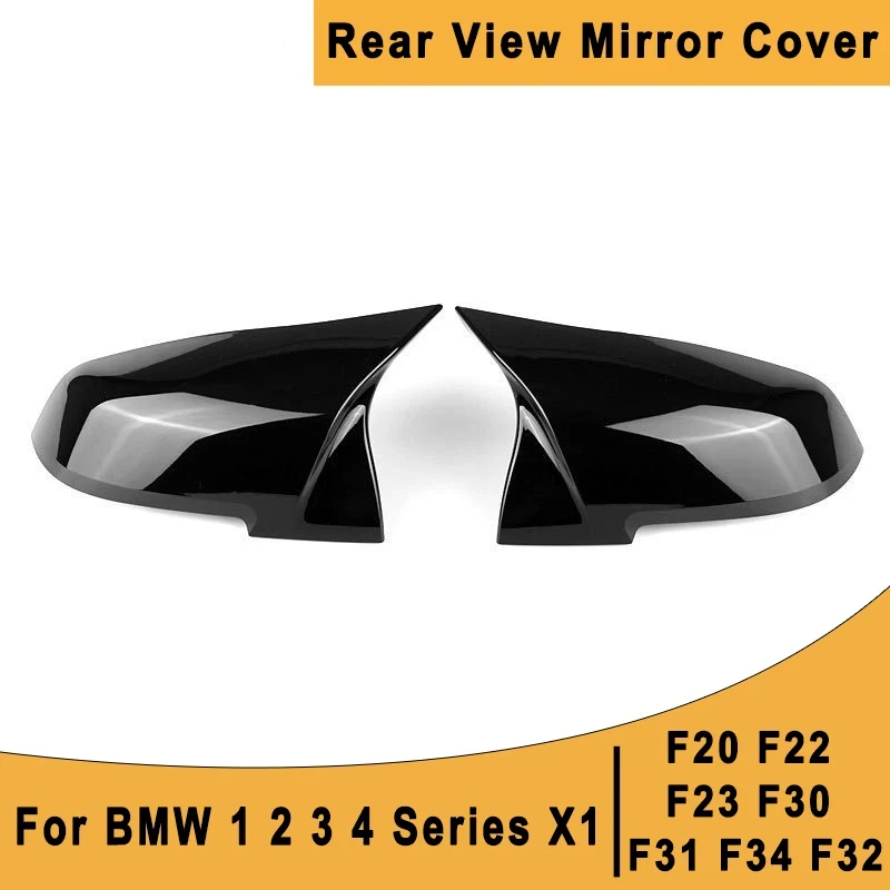 

For BMW 1 2 3 4 Series X1 F20 F22 F23 F30 F31 F32 F34 Car Rear View Mirror Cover Cap ABS Modification Accessories (Bright Black)