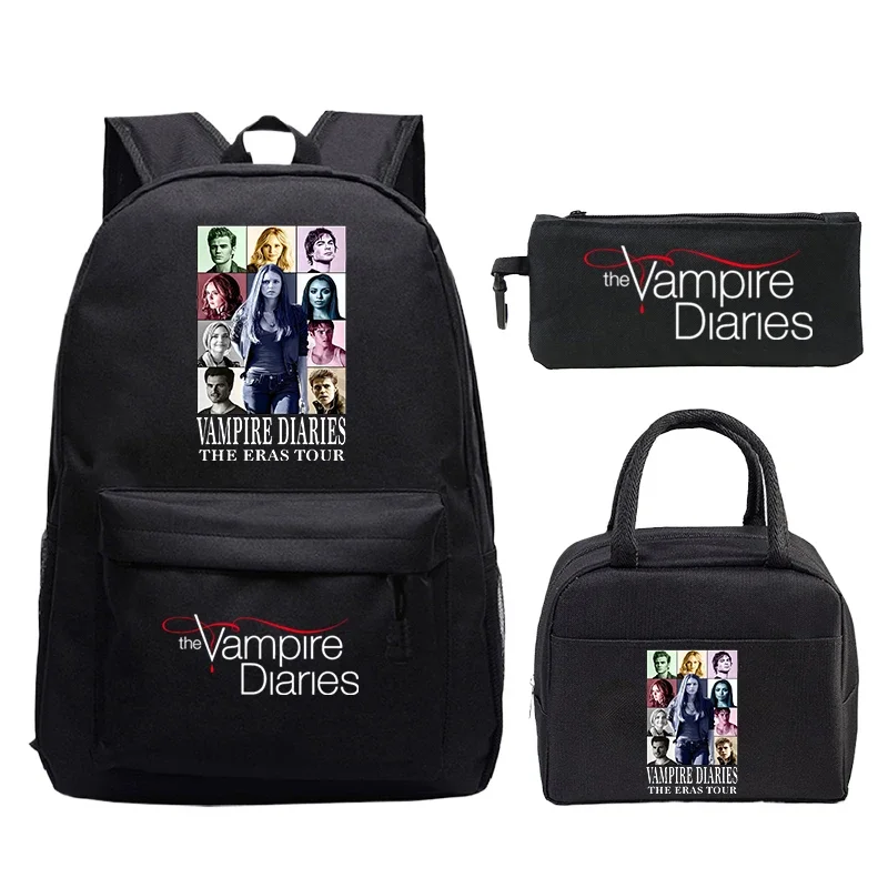 3pcs Set The Vampire Diaries Backpack for Boys Girls Large Capacity Schoolbag Kids Backpack Portable Travel Bag Laptop Bookbag