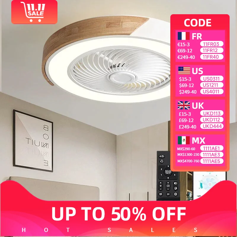 

LED Fan Light Ceiling Lamp Household Modern Simple Bedroom Restaurant Invisible Ceiling Fan Light Living Dining Table Room Decor