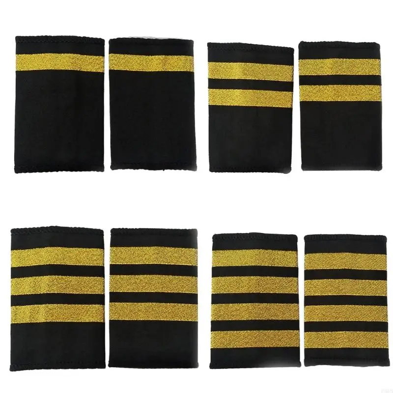 

P88B 2PCS Captain Uniform Epaulets Uniform Epaulets Shoulder Boards for Parties