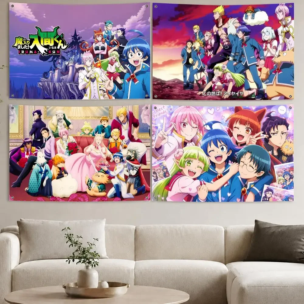 W-Welcome to Demon School! Iruma-kun Flags Aesthetic Wall Tapestry Printed Wall Hanging Living Room Party Outdoor Decor