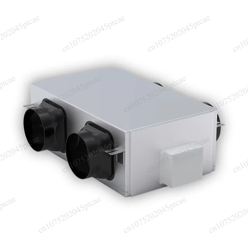 Ceiling mounted commercial fresh air fan system with bidirectional flow of motor components with full heat exchanger core