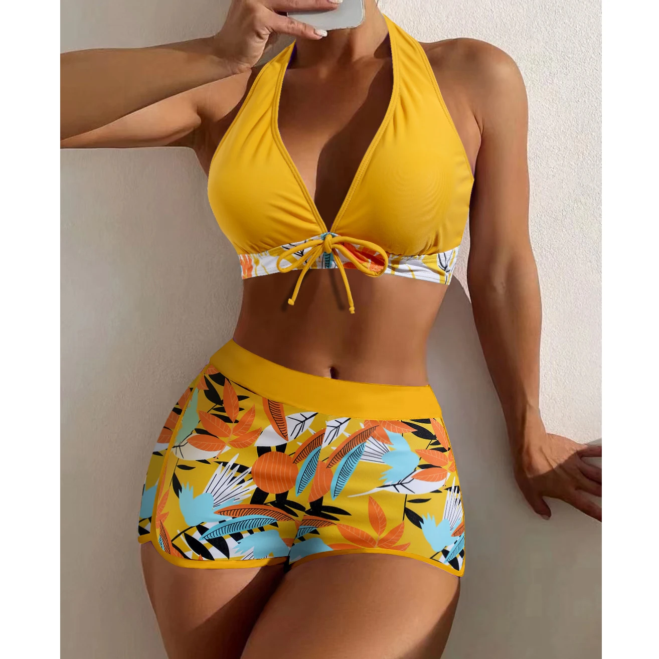 2XL Plus ขนาดชุดบิกินี่ชุดว่ายน้ําผู้หญิงแยกสีพิมพ์ Tankini ชุดว่ายน้ําขนาดใหญ่ชายหาดแฟชั่นชุดว่ายน้ําหญิง Beachwear