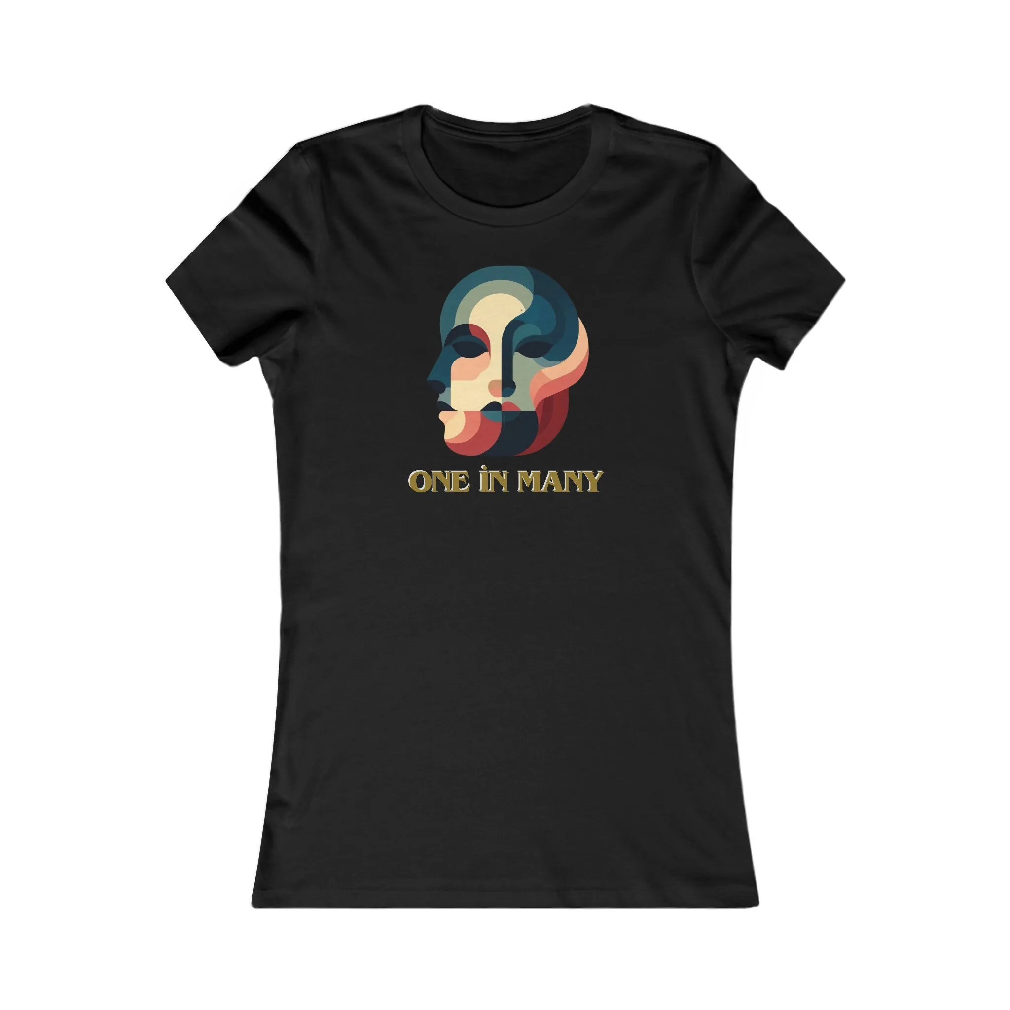 Women s Favorite T Shirt One in Many Abstract Faces Design