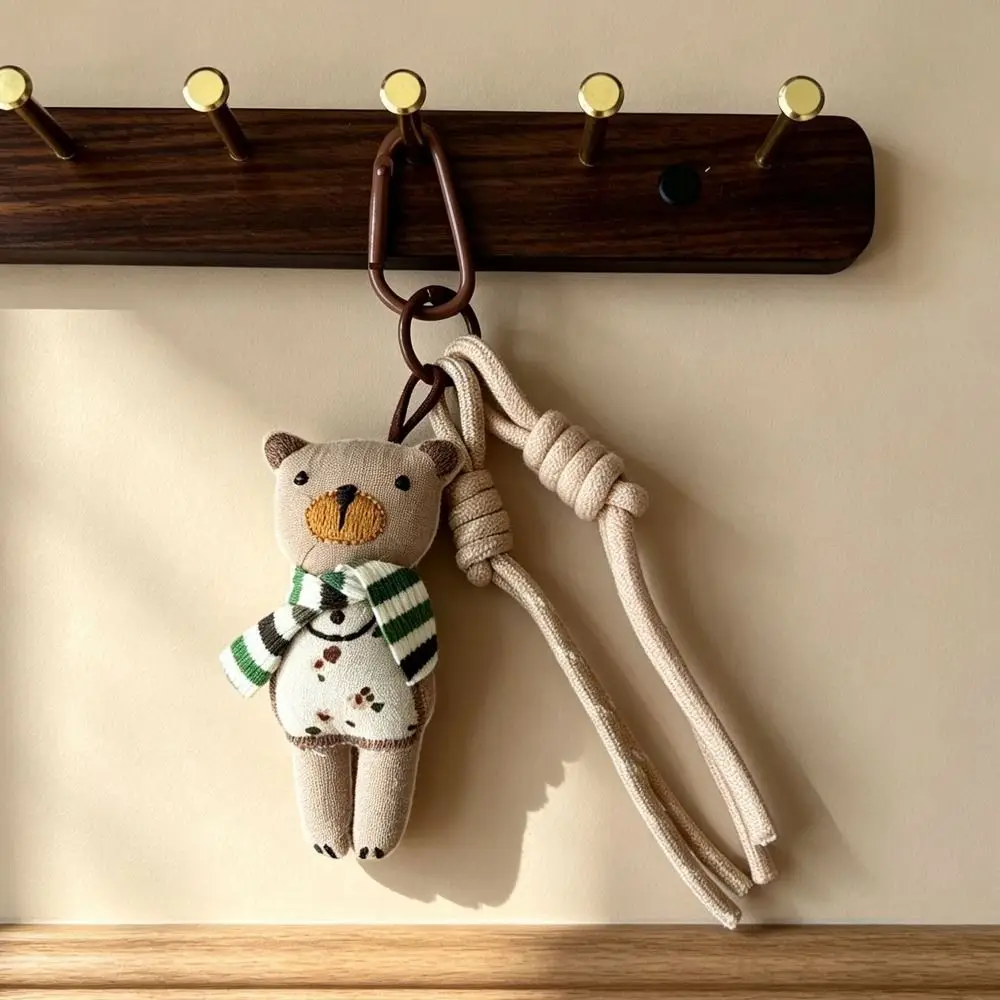 Cartoon Animal Keychain Doll Charm Rabbit Cat Bear Horse Chicken Duck Lanyard Charm Ligth Weight Cloth Keyring Pendant