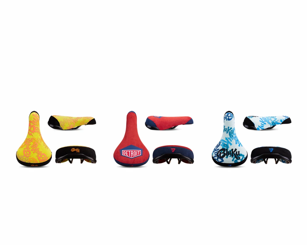 Selle De Vélo Noire à Roulettes Avec Logos Brodés – Style Flanelle Confortable, Rail 8 Mm Pour VTT Et BMX
