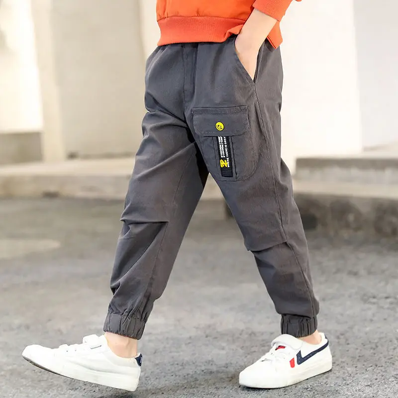 Boys Pants Spring Autumn Teenage Kids Trousers Baby Casual Pants Children Sports Pants Elastic Waist Long Pants 4 6 8 10 12 14Y