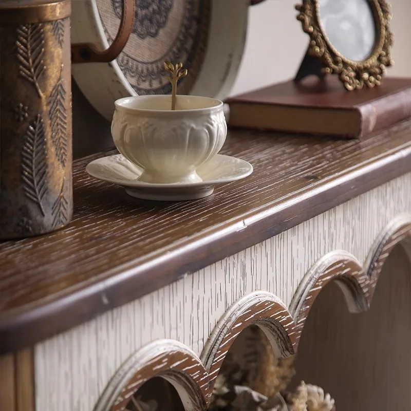 French retro fireplace decorative cabinet B & B hotel living room solid wood simulation fireplace decorative cabinet Middle anti