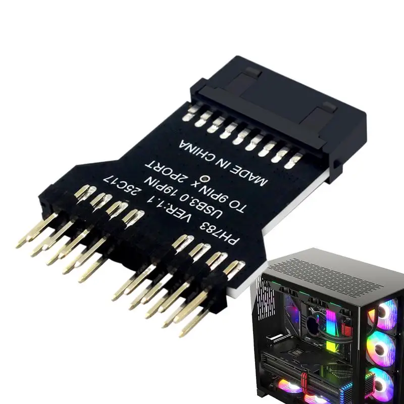 

NEW USB 2.0 9 Pin Splitter Motherboard USB 9Pin Header 1 to 2 Extension Adapter 9-Pin USB HUB USB2.0 Connectors for RGB Lamp Fan