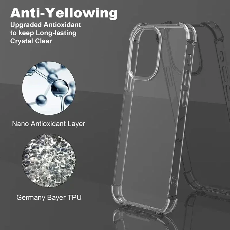 Luxury silicone soft shockproof case for iPhone 16 15 14 13 12 11 pro max plus mini se 2 3 2024 crystal clear transparent cover