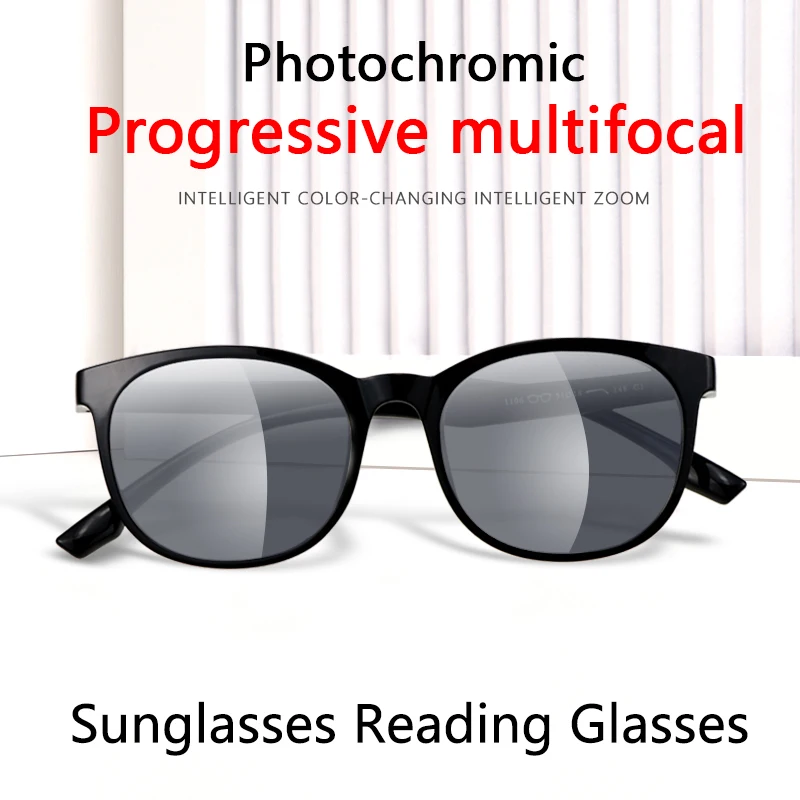 

Photochromic Progressive Reading Glasses for Women Men, Multifocal Presbyopia Eyeglasses,Ultra-light Tr90 Full Frame