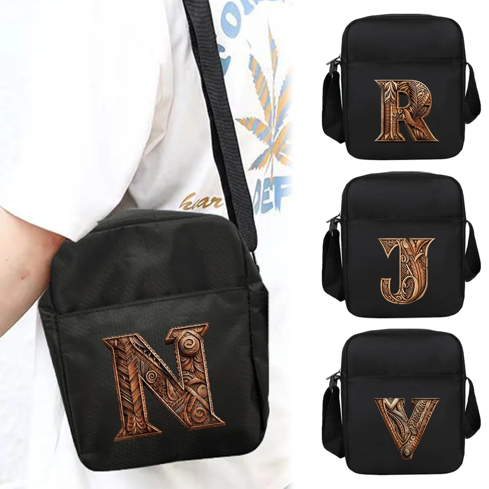 Korean Style Shoulder Bag Fashionable Wood Art Letter Serie Shoulder Crossbody Bags Portable Work Commuting Shoulder Storage Bag