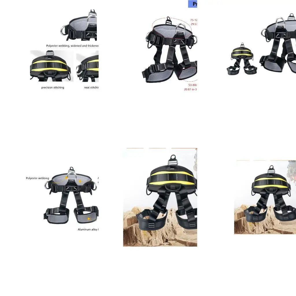 Adjustable Half-Body Safety Belt with Cushioned Waist and Leg Sections, Multiple Metal Connectors and Buckles for D2RC