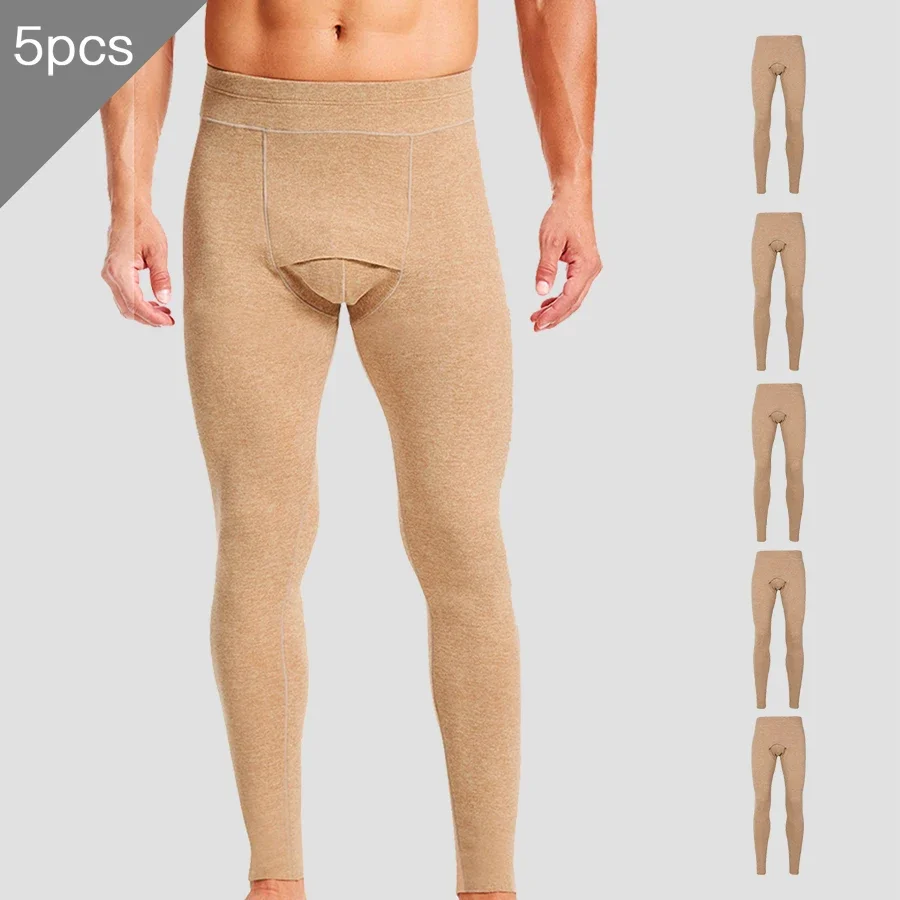 

5PCS Men's winter thermal long underwear. Single piece, thickened and fleece-lined. Warm thermal pants, form-fitting thread pant