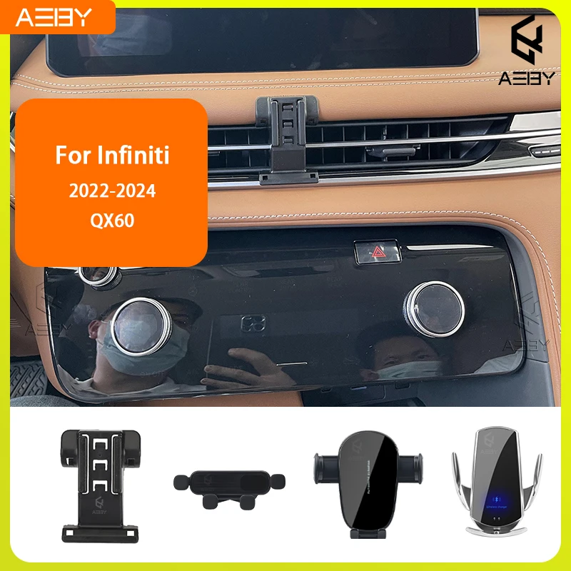 Für Infiniti QX60 2022-2024 Handyhalterung Auto-Mobiltelefon-Halterung Spezielle Fixierte Halterungsbasis Kabelloses Ladegerät Innenraum