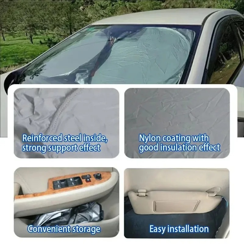 

Car Windshield Sunshade Cover - Universal Folding Visor, Easy to Install Auto Window Sun Protector