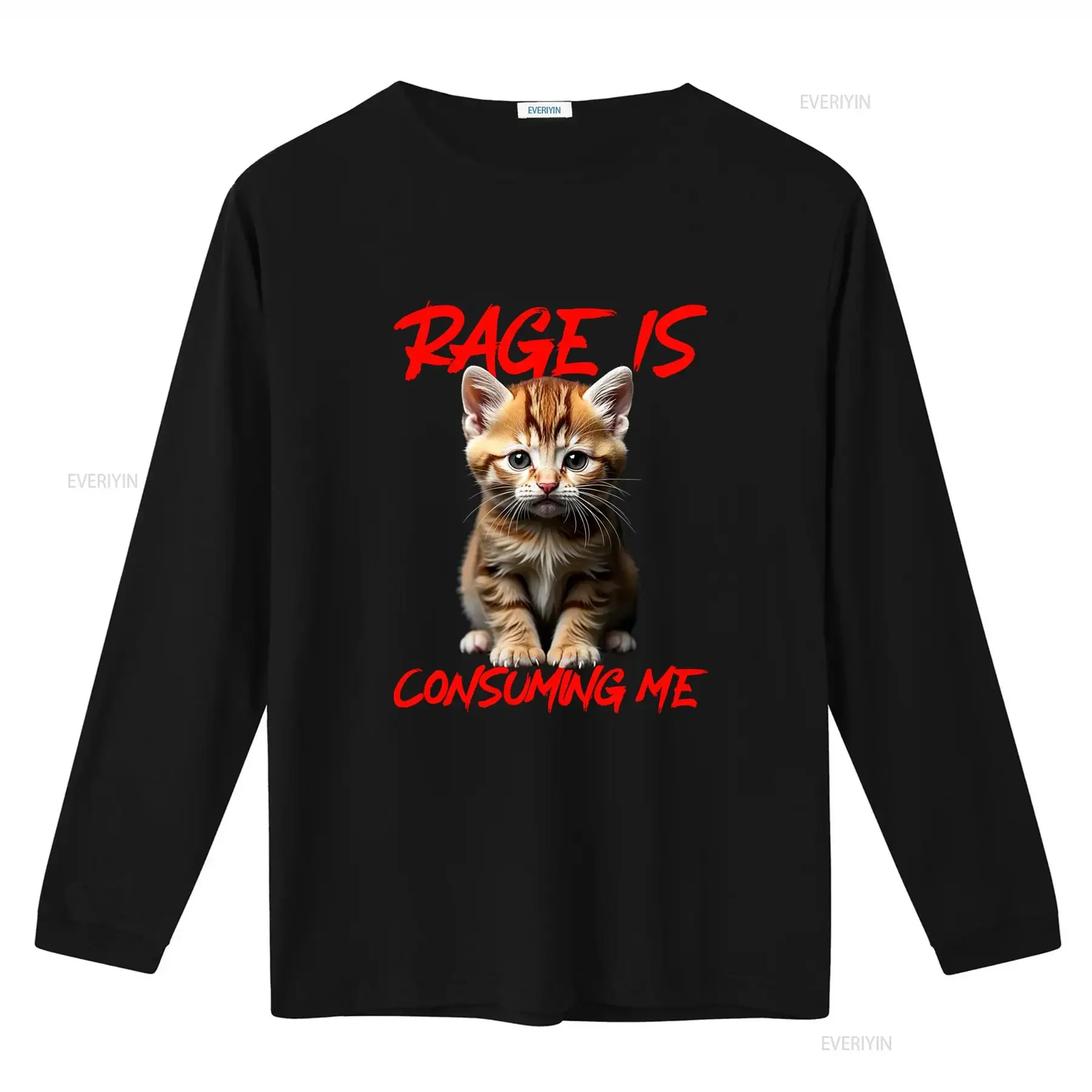 Rage Is Consuming Me Cute Angry Kitten Funny Cat T Shirt for Lovers vintage Washed fashion homme graphic Stretched Unisex