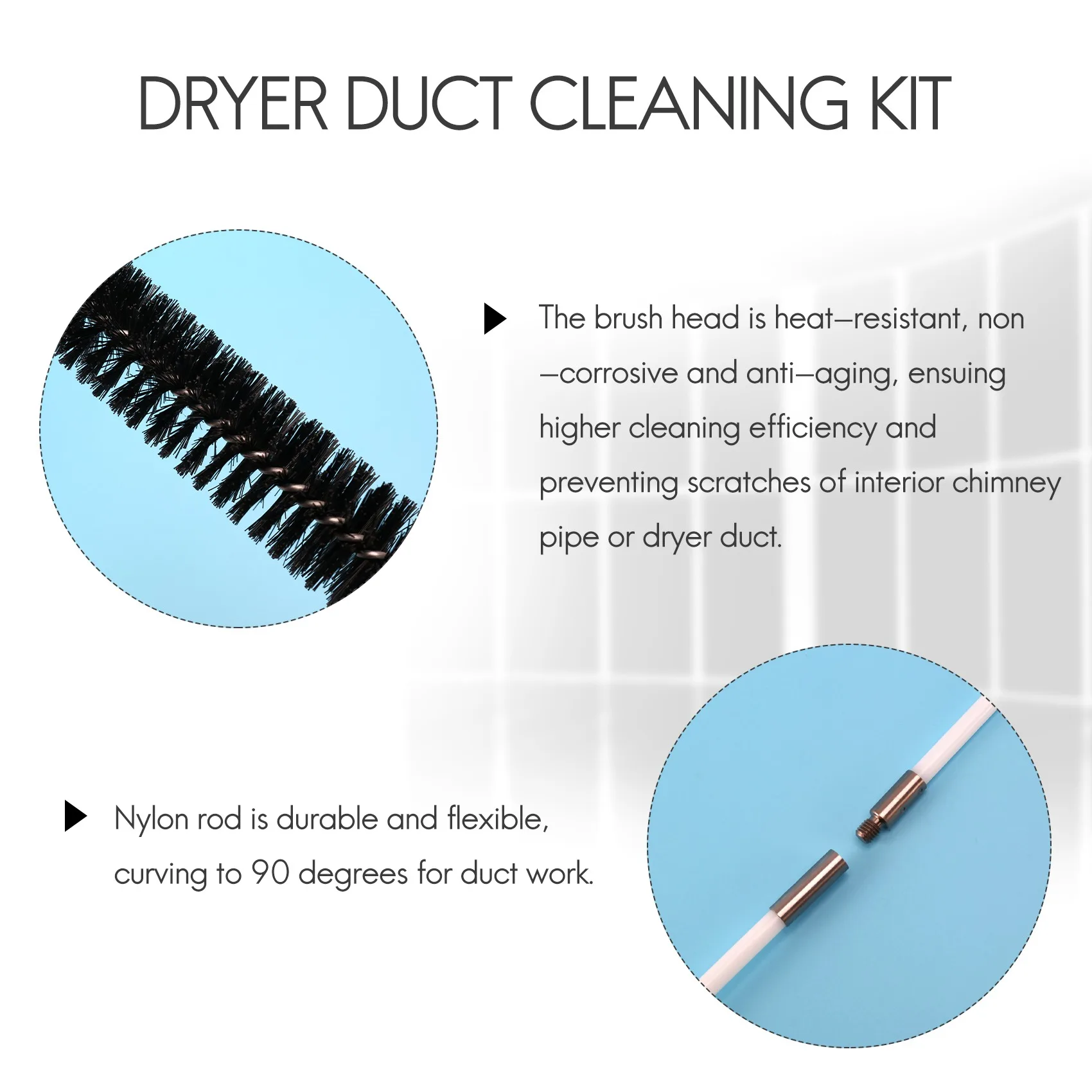 

Набор для чистки вентиляционных отверстий сушилки, 3,6 м, гибкие 9 штанг, комплект для чистки воздуховодов, щетка для дымохода с щеткой для удаления ворса из сушилки
