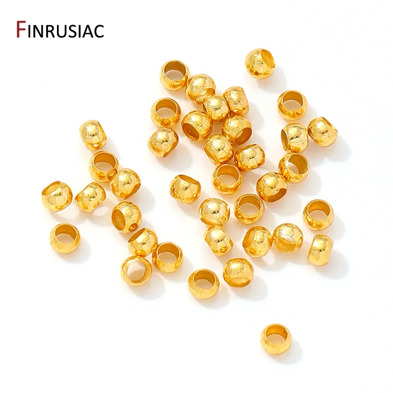 18K Vergulde Messing Ronde/Buis Krimp Einde Kralen, 2/2.5mm Stopper Spacer Kralen Voor DIY Ketting Sieraden Maken Bevindingen Levert