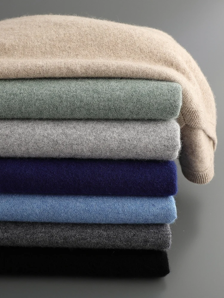Yoyoselect High Quality Autumn Winter Men Cashmere Sweater V-neck Smart Casual Pullover 100% Cashmere Knitwear Luxury Soft Tops