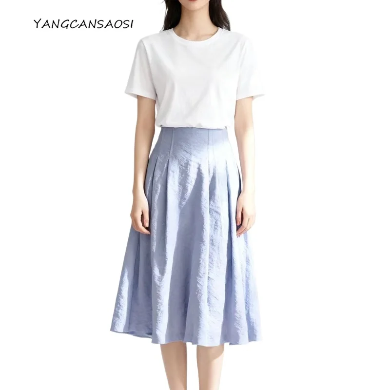 

Women's Fashion Clothing High Quality Design 76% Natural Mulberry Silk Dry Silk Elastic Waist Big Skirt Capri Pants