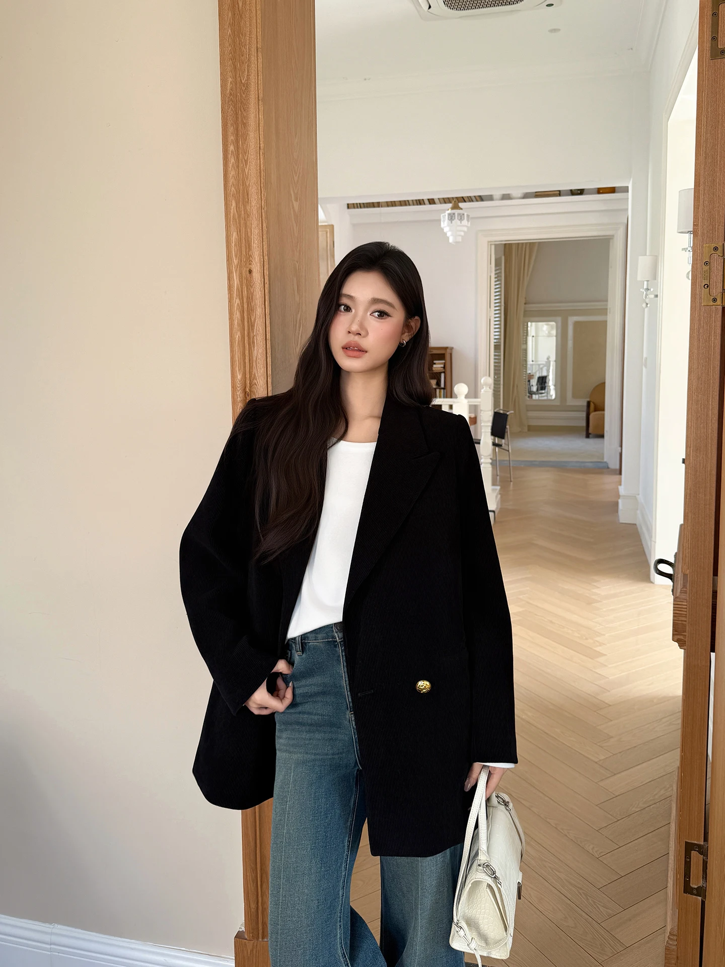 

Thiened Goose down Bla Velvet Luxury Feel Suit Jaet by Old Yang Meb Rights 95 White Goose down Puffer Coat for Women