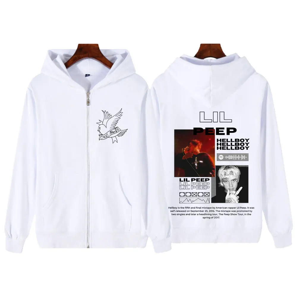 Felpe con cappuccio Rapper Lil Peep Hellboy Crybaby Felpe con cerniera Uomo Donna Moda Hip Hop Zip Up Cappotto con cappuccio punk gotico oversize