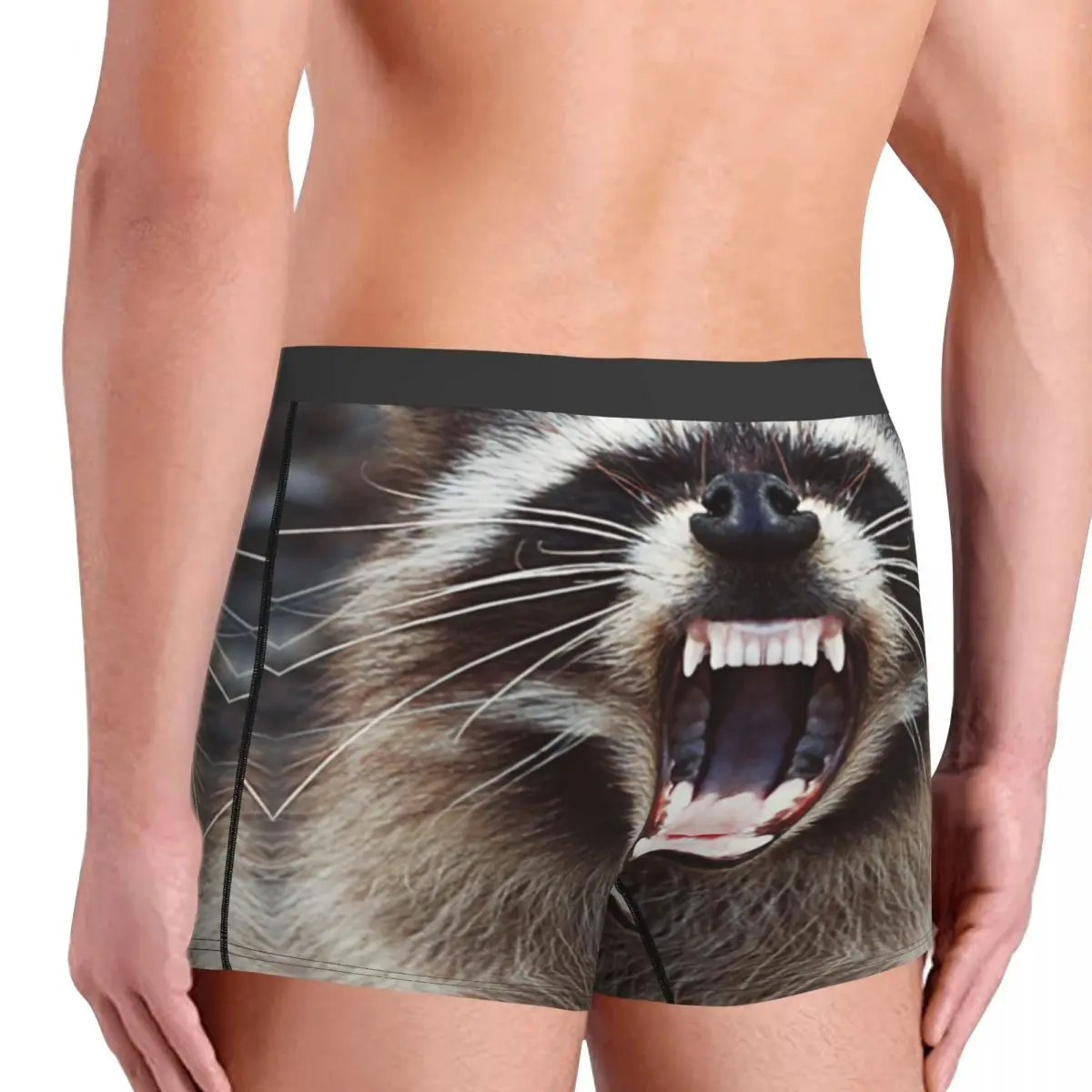 Custom Sexy Male Sexy Raccoon Snarling Underwear Trash Panda Racoon Boxer Briefs Stretch Shorts Panties Underpants