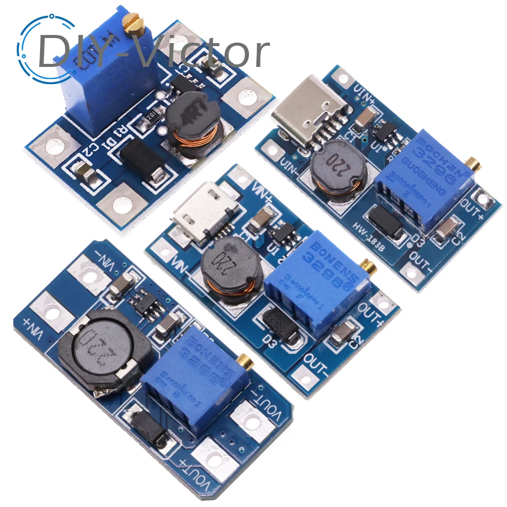 DC-DC Step-Up Power Module Micro TYPE-C USB Input Voltage Converter 2A Boost Pressure Plate Adjustable SX1308 MT3608 For Arduino