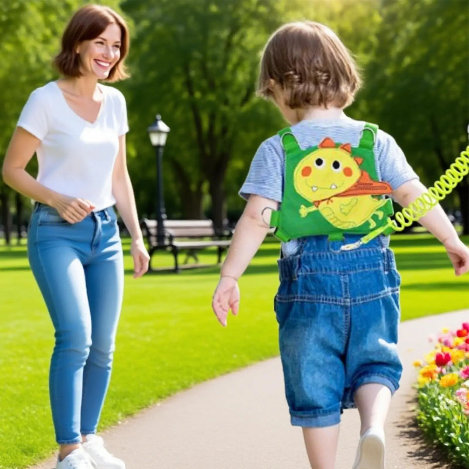 

Toddler Harness With Leash Children Anti-Lost Rope Reflective Toddler Dinosaur Leash Harness With Wristband For Daily Park