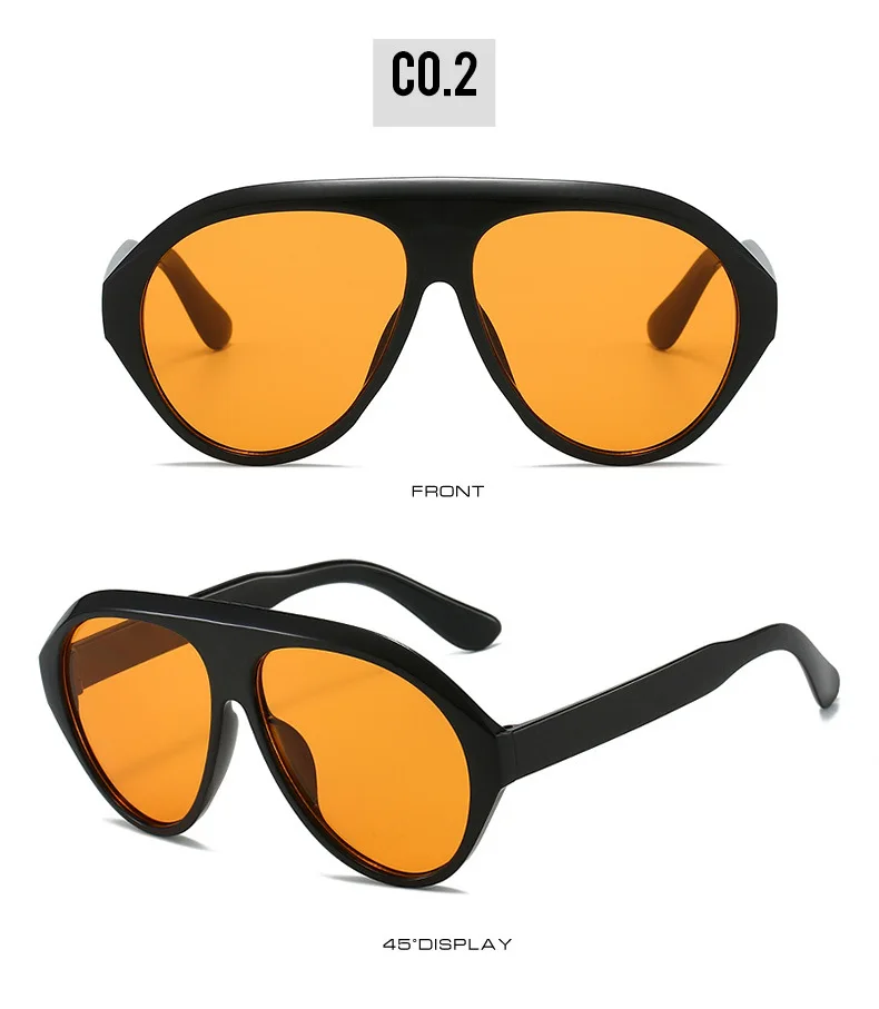 Retro Große PC-Rahmen-Sonnenbrille für Damen, runde Piloten-Sonnenbrille in Schwarz mit Farbverlauf, coole Herren-Sonnenbrille, einteilige Designer-Sonnenbrille – Detail 19