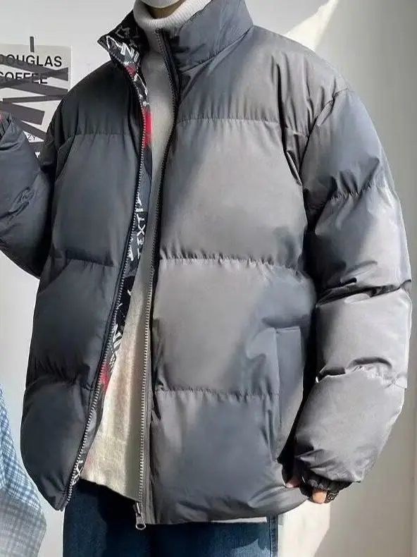 M8XL Double-Sided Wearable Thiened Cotton Jaet for Men Winter New Sle Warm Polyester Fiber Filled Stand Collar Coat