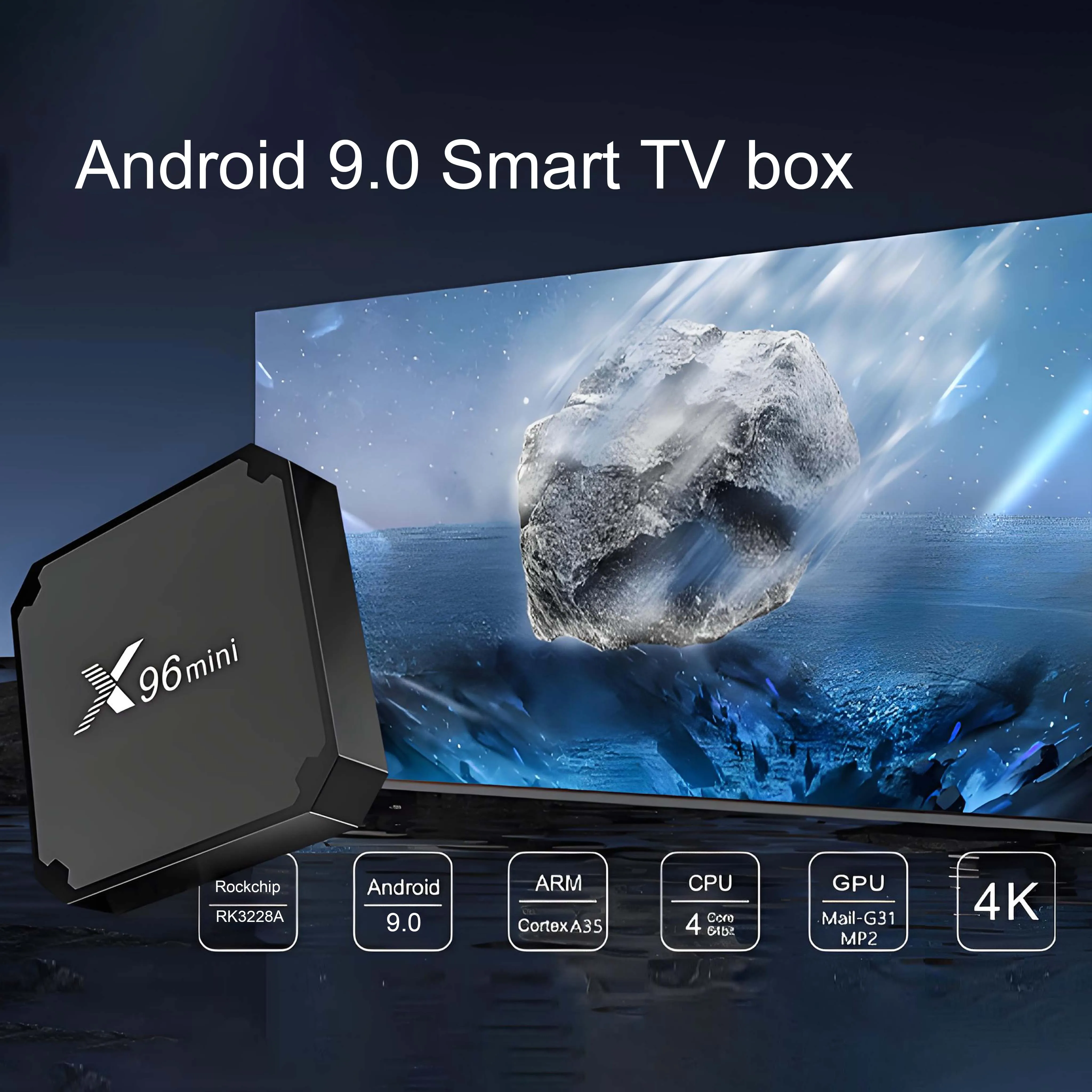 X96 Mini Smart TV BOX Android Allwinner H313 Quad Core A35 Support Google 4K 30 Fps HDR WiFi 2.4GHz 1GB RAM 8GB Rom Media Player