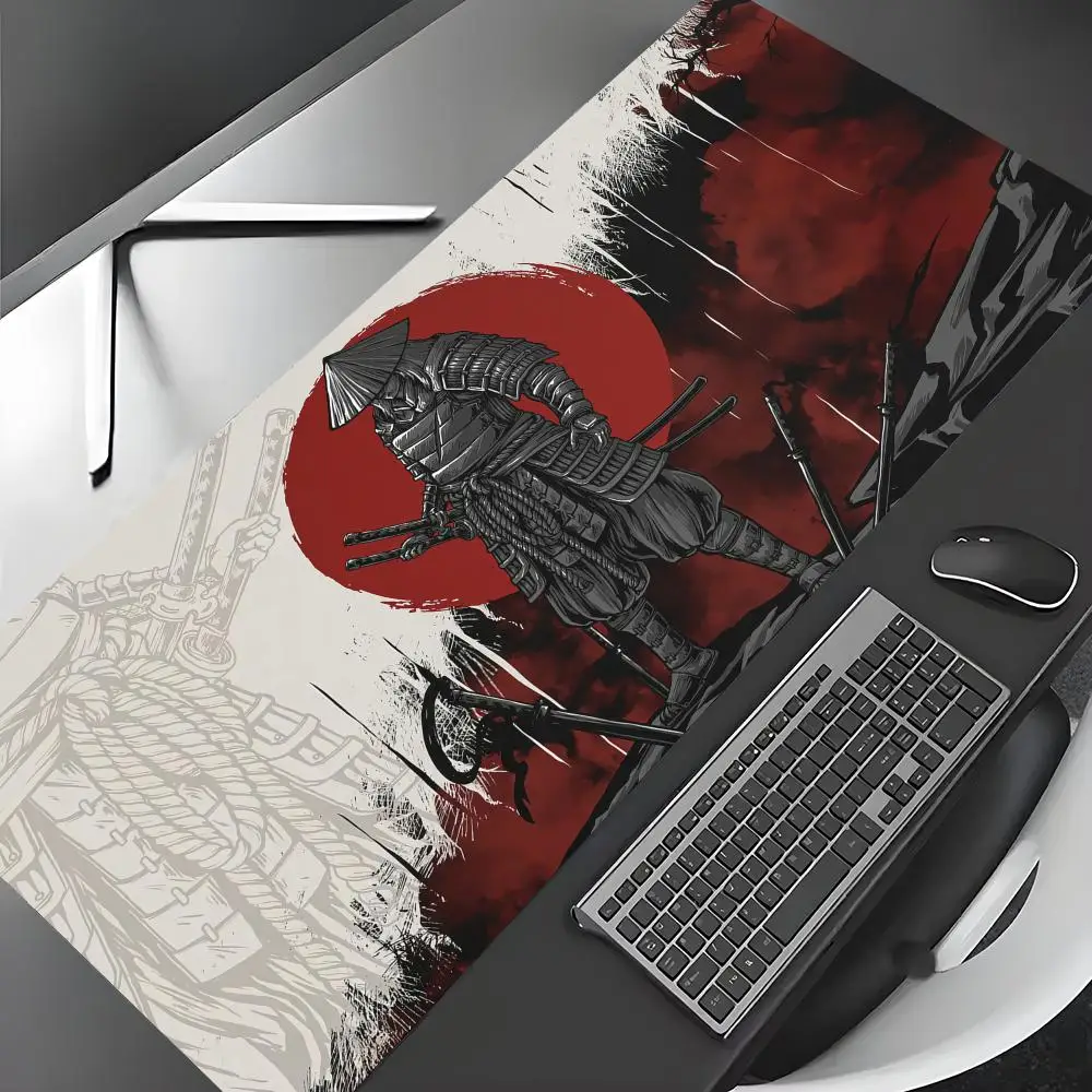 

Большой коврик для мыши Art Aesthetic Samurai, игровой коврик, нескользящий настольный коврик, коврик для мыши с прошитыми краями, HD-печать, офисный коврик