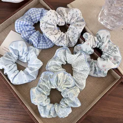 Sweet Girls Dot Print Flower Scrunchies per le donne elastici coreani coda di cavallo cravatta per capelli fasce elastiche per capelli accessori