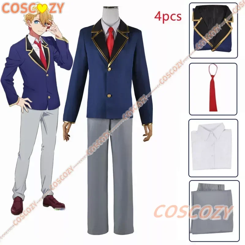 Anime Oshi No Ko Aqua Cosplay Costume parrucca Hoshino Akuamarin giacca pantaloni blu uniforme evento Anime Party Boy Men Outfit Suit