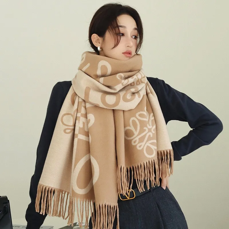 

Korean-Inspired Ins Style Cashmere Scarf for Women, Fringed Warm Lightweight Wrap, Fall Winter Spring Versatile Shawl