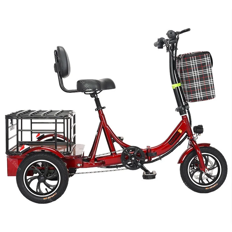 Folding 3 Wheel Electric Bike 48V 350W 12 Inch Foldable Electric Bicycle For Adults For Women Elderly e Bike Red Blue