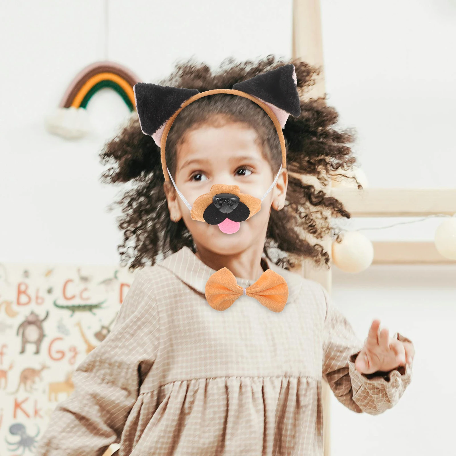 

1 set Black Dog Themed Animal Ear Headb Cute Costume Prop for Kids Girls Party Cosplay Safe Materials Lightweight Comfortable
