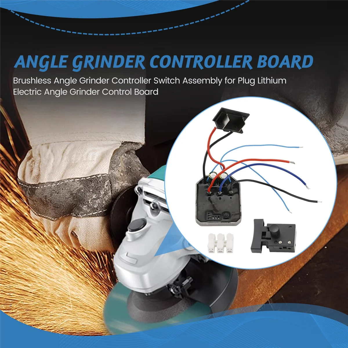 A95G Brushless Angle Grinder Controller Switch Assembly for Plug Lithium Electric Angle Grinder Control Board