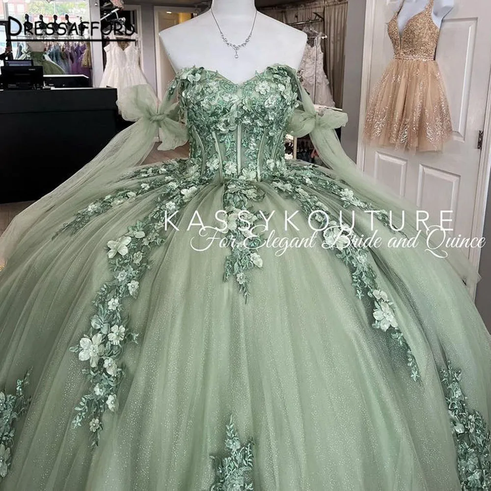 Hortelã verde princesa quinceanera vestidos de baile 2022 rendas apliques doce 16 vestido vestidos de 15 años baile