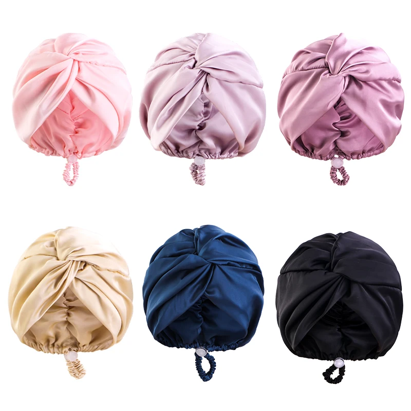 Neue Seide Turban Bonnets Für Frauen Einstellbare Twisted Schlafen Nacht Kappe Stretch Chemo Kopf Wrap Kappe Für Lockige Damen – Detail 3